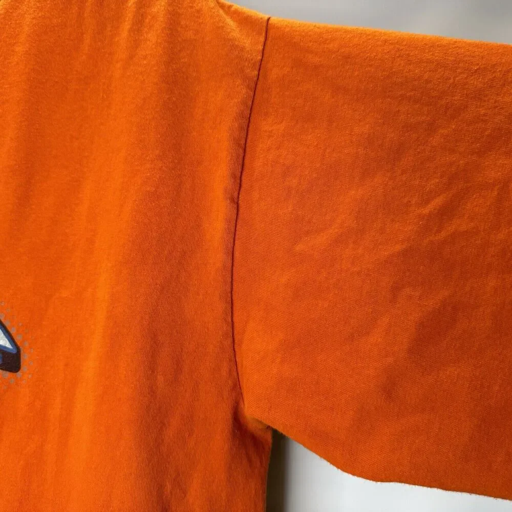 Vintage Adidas Orange 3 Stripes Graphic Tee T-Shirt Sz Large Short Sleeve Cotton